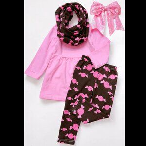 PINK & BROWN 3 PC. HOLIDAY PANTS SET